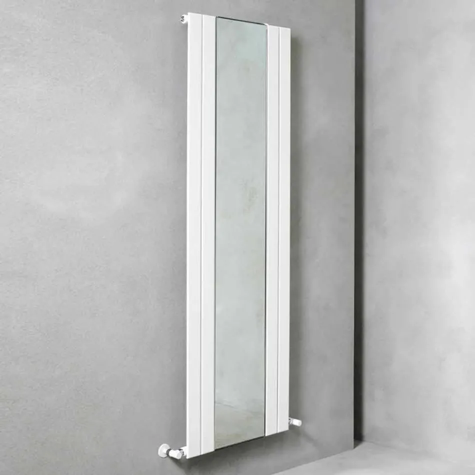 Radiador de baño vertical de diseño en acero con espejo de 587 W - Picchio Viadurini