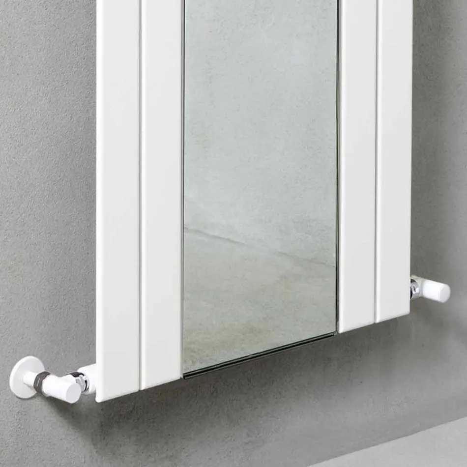 Radiador de baño vertical de diseño en acero con espejo de 587 W - Picchio Viadurini
