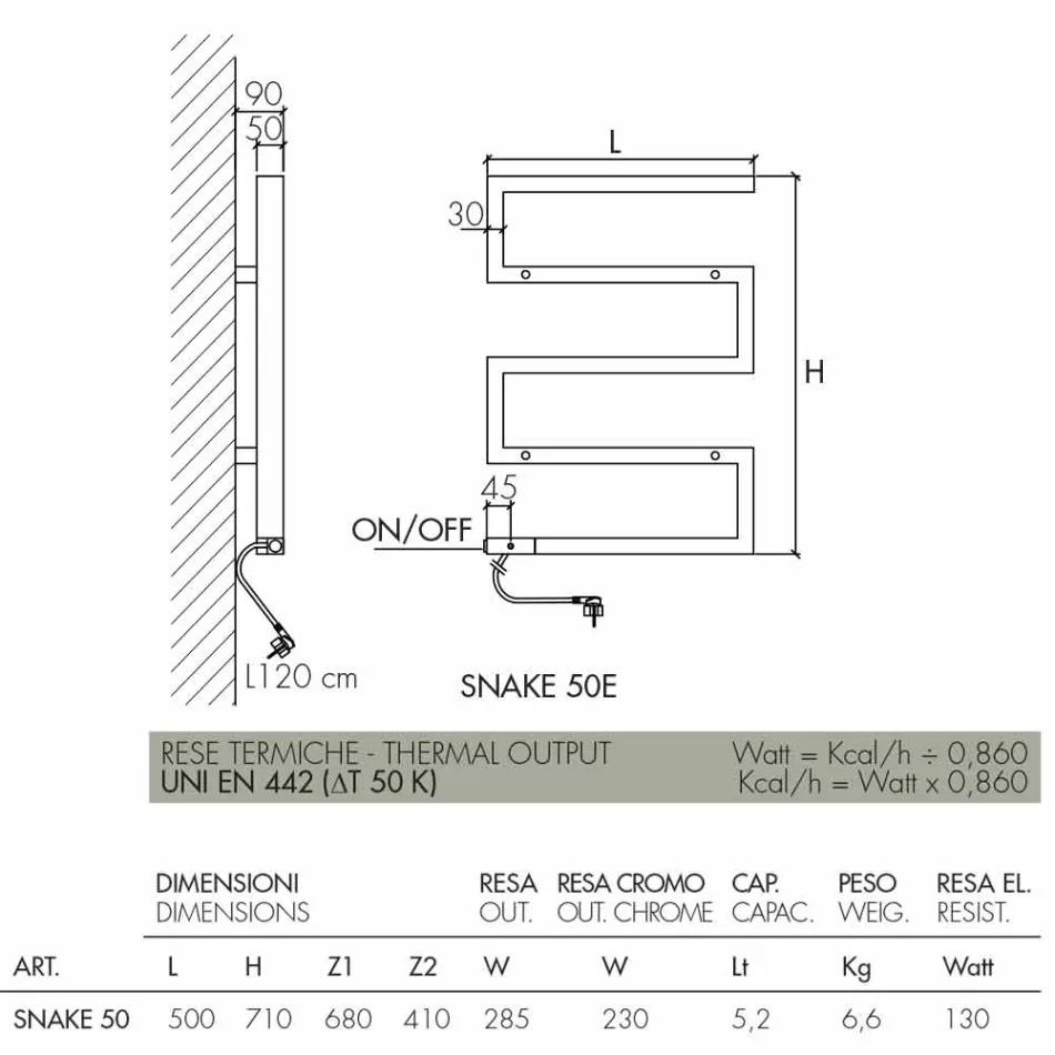 Radiador eléctrico cromado de diseño moderno modelo Snake Scirocco H Viadurini