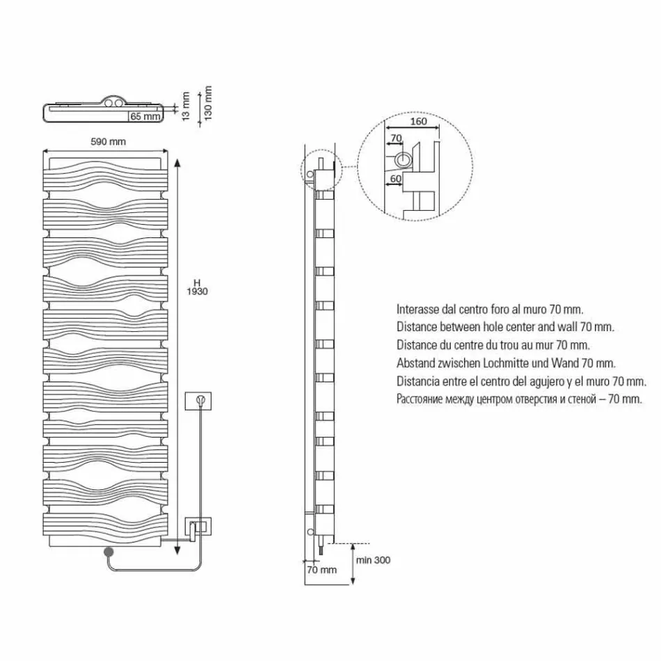 Radiador Eléctrico de Diseño para Salón o Baño con Led 1000 W - Brillo Viadurini