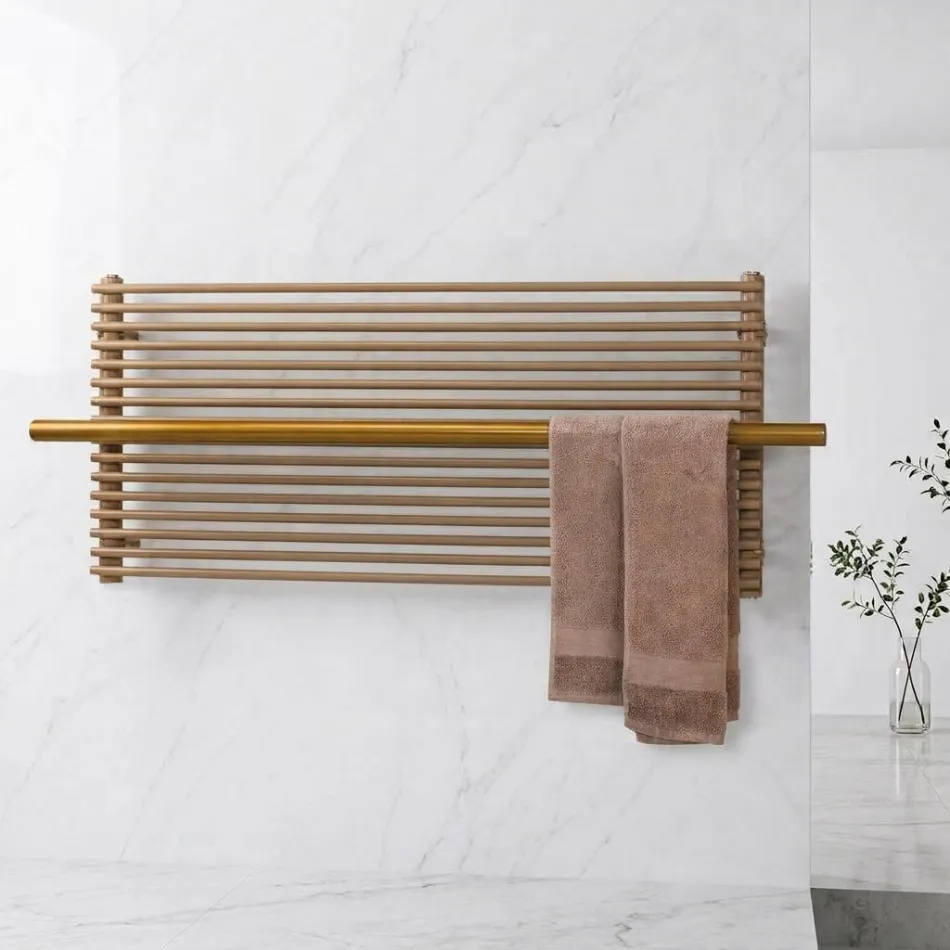 Radiador eléctrico de acero al carbono color beige fabricado en Italia - Solaris Viadurini