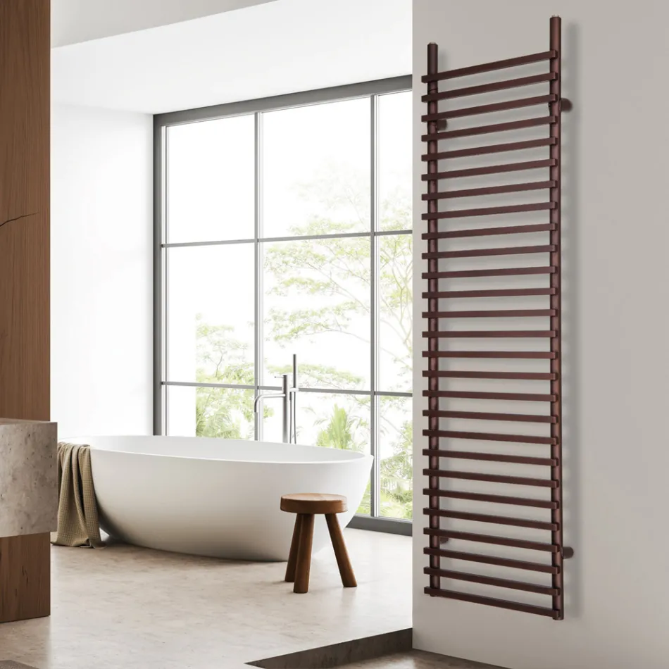 Radiador eléctrico Ignis de acero al carbono marrón y cobre, fabricado en Italia. Viadurini