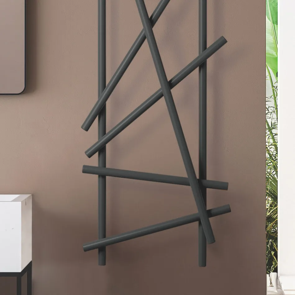 Radiador eléctrico de acero con tubos de sección redonda fabricado en Italia - Aleatorio Viadurini