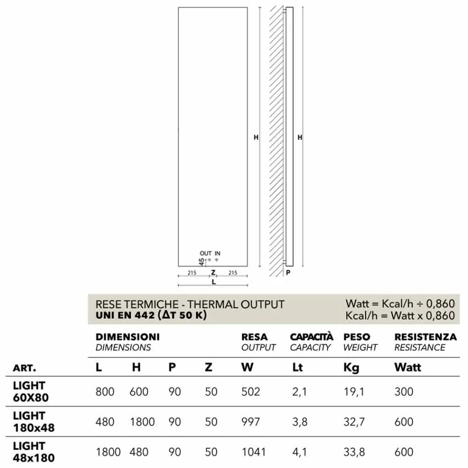 radiador eléctrico vertical con la cubierta en acero Scirocco H Light Viadurini