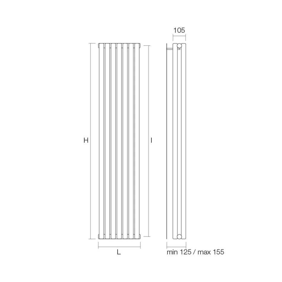 Radiador hidráulico con colectores horizontales y tubos verticales - Colomba Viadurini