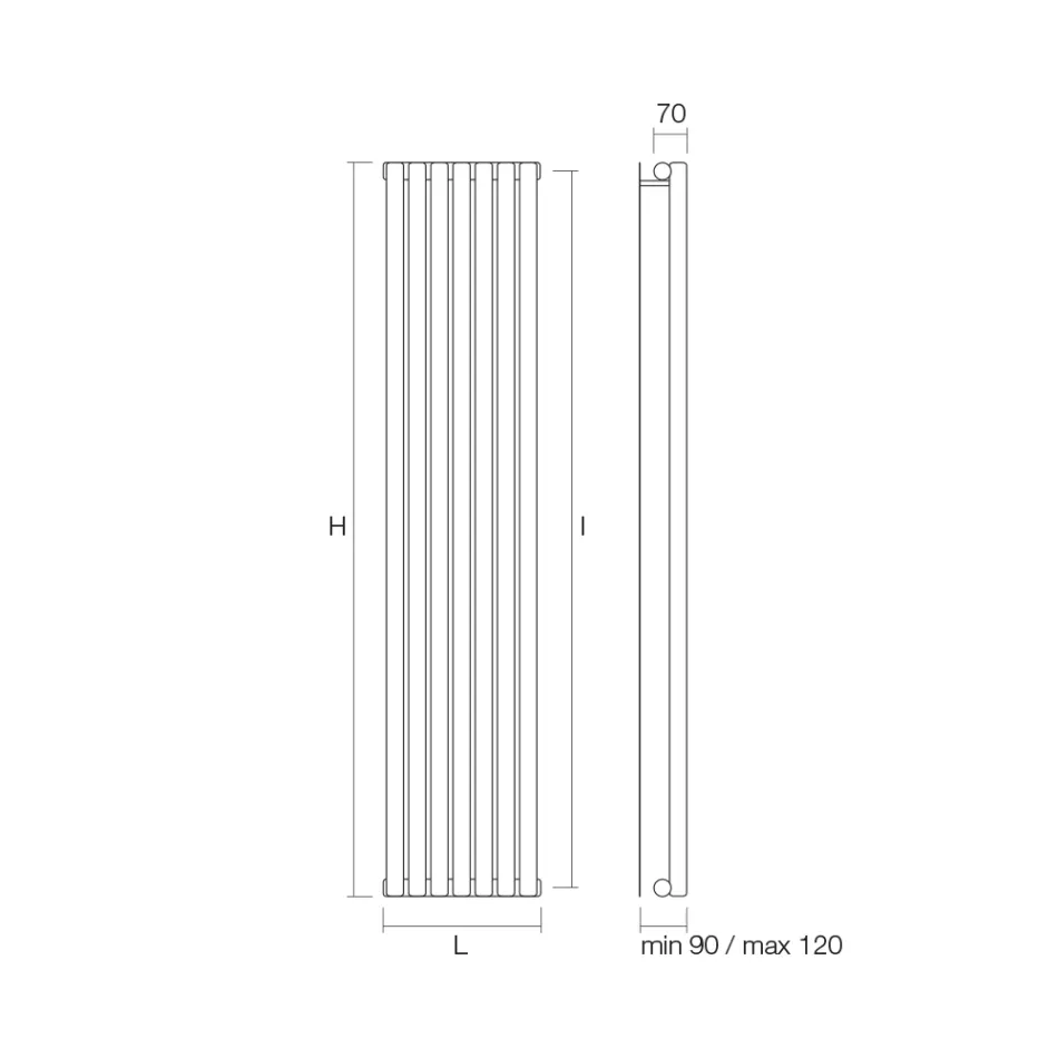 Radiador hidráulico con colectores horizontales en acero al carbono - cerezas Viadurini