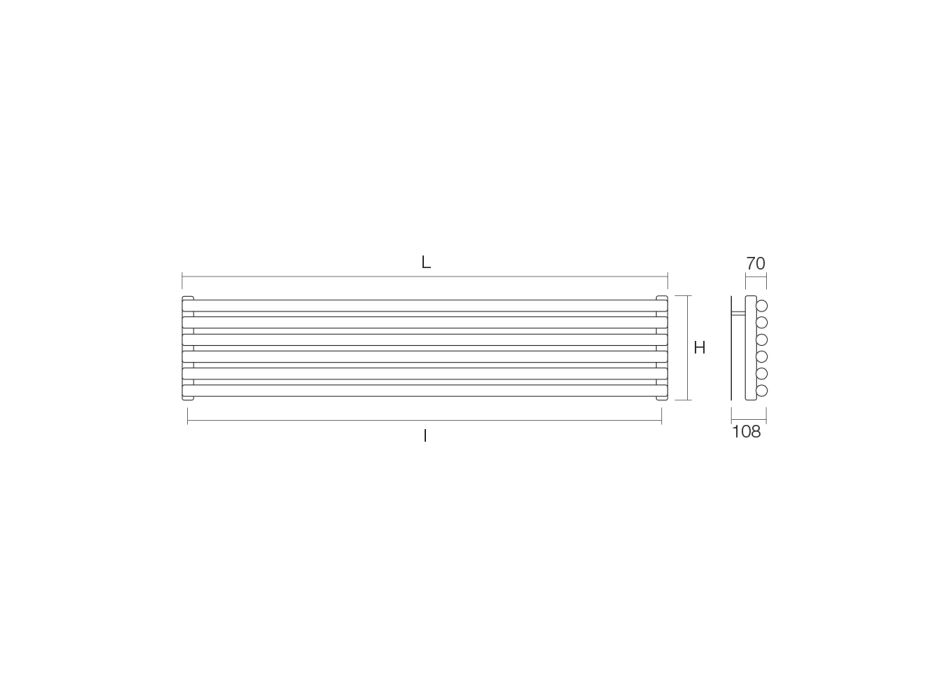 Radiador hidráulico con colectores verticales y tubos horizontales - Compuesto Viadurini