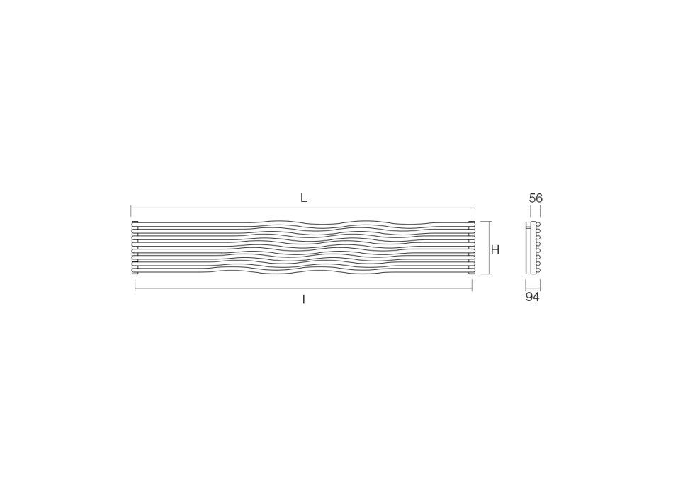 Radiador hidráulico con elementos horizontales curvos Made in Italy - Zucchero Viadurini
