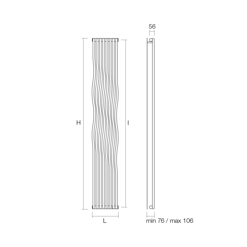 Radiador Hidráulico con Elementos Verticales Curvos Made in Italy - Ribes Viadurini
