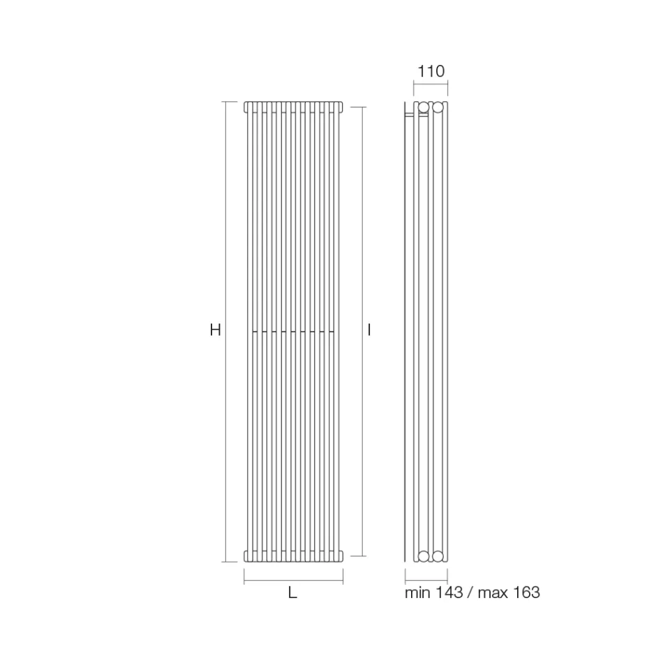 Radiador Hidráulico con Triple Serie de Elementos Verticales Made in Italy - Cenci Viadurini