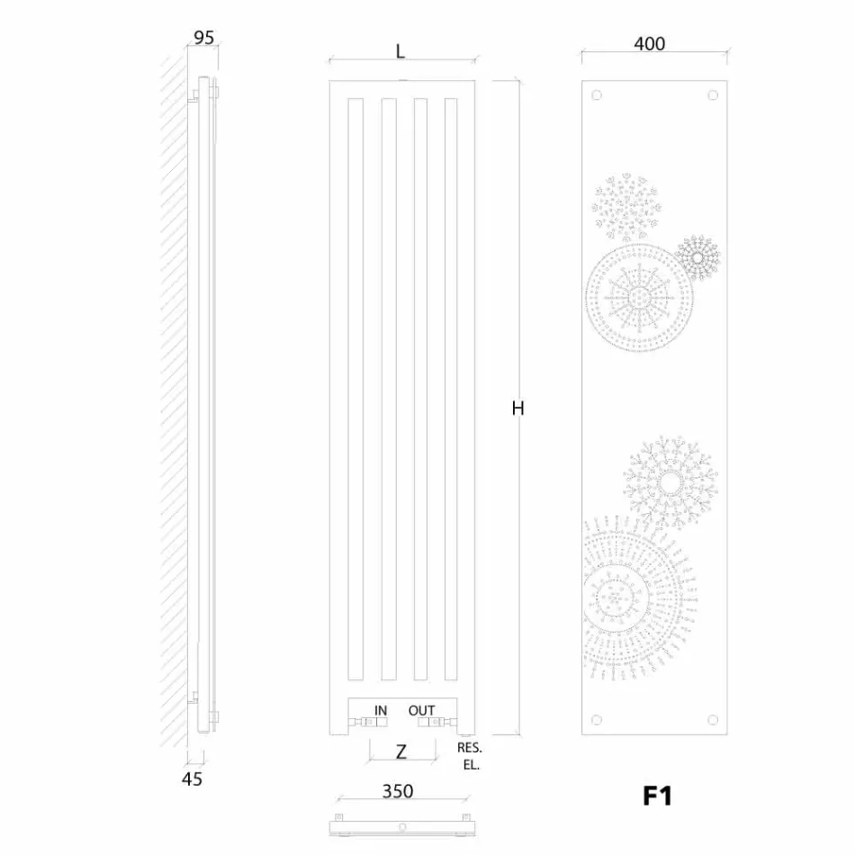 radiador de diseño hidráulico con tapa de nuevo vestido por Scirocco H Viadurini