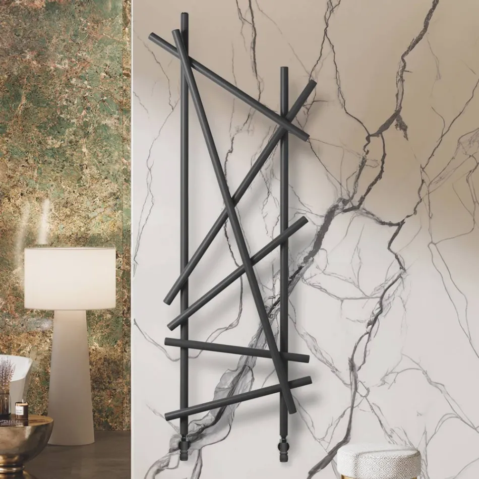 Radiador hidráulico de acero con tubos de sección redonda fabricado en Italia - Aleatorio Viadurini