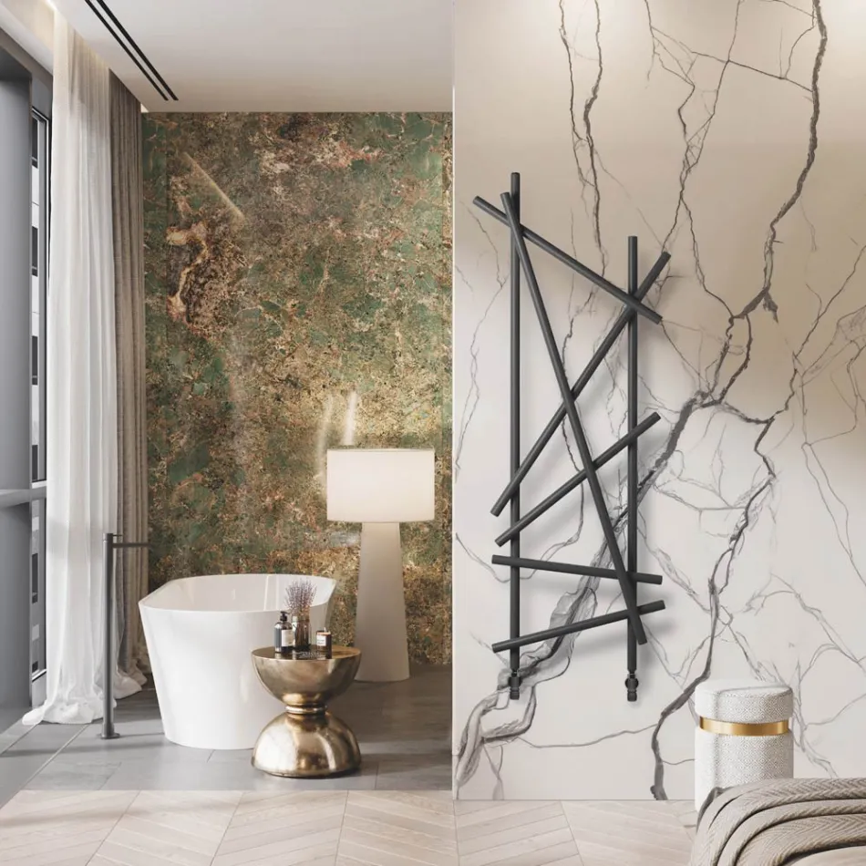 Radiador hidráulico de acero con tubos de sección redonda fabricado en Italia - Aleatorio Viadurini