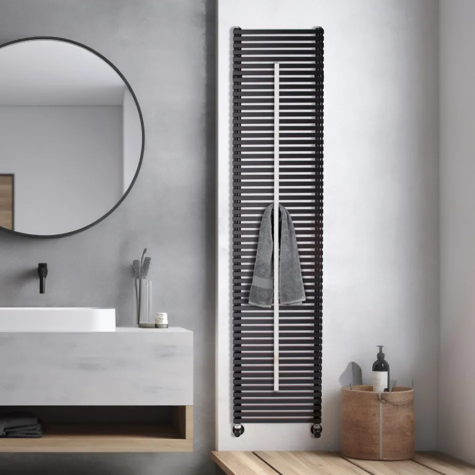 Radiador mixto Lux con toallero de acero, fabricado en Italia. Viadurini