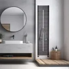 Radiador mixto Lux con toallero de acero, fabricado en Italia. Viadurini