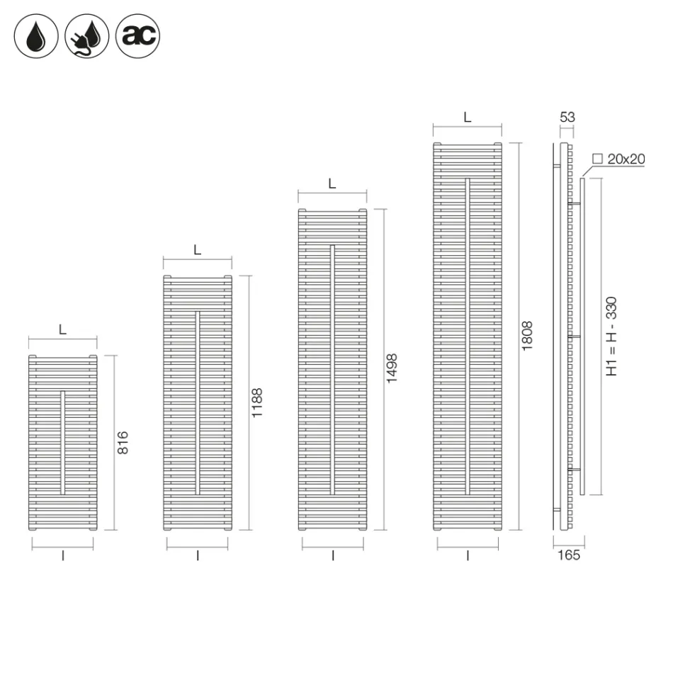 Radiador mixto Lux con toallero de acero, fabricado en Italia. Viadurini