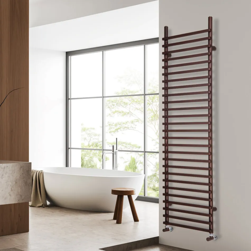 Radiador de acero mixto con acabado en cobre marrón, fabricado en Italia - Ignis Viadurini