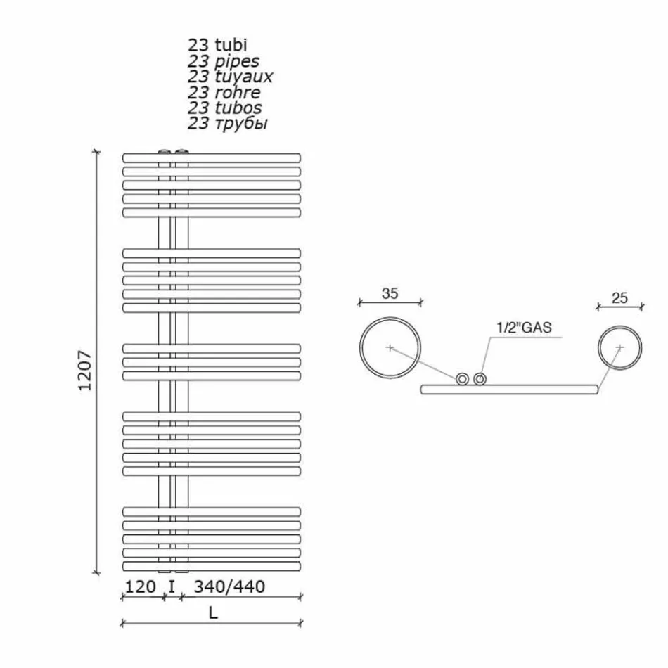 Calentador de toallas de pared de diseño moderno hasta 690 W - Pavo real Viadurini