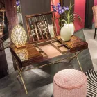 Tocador moderno con la tapa plegable en ébano brillante Ada 3 Viadurini