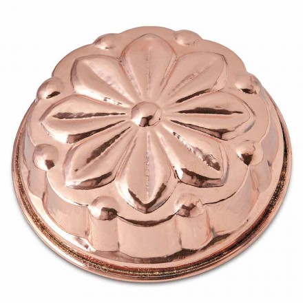 Molde para pasteles redondo de cobre estañado a mano con decoración floral 28 cm - Gianmattia Viadurini