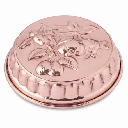 Molde para pasteles redondo de cobre estañado a mano con decoración de frutas 28 cm - Gianmattia Viadurini