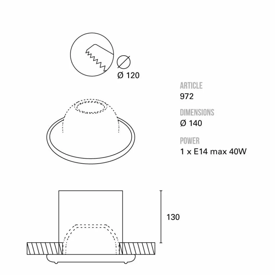 TOSCOT Battersea faro rebajada diámetro 14 cm Made in Toscana Viadurini