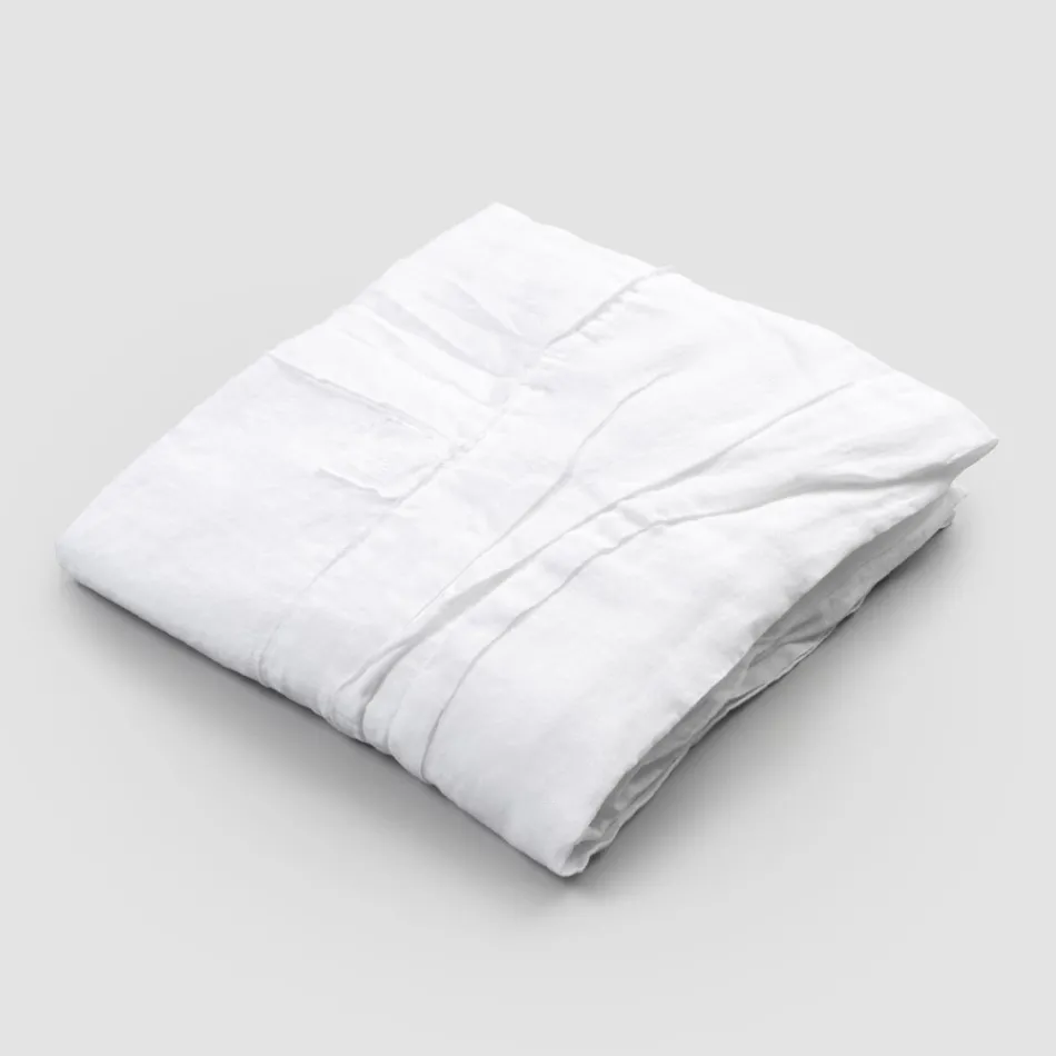 Mantel de lino blanco con borde plisado de lujo italiano - Tippel Viadurini