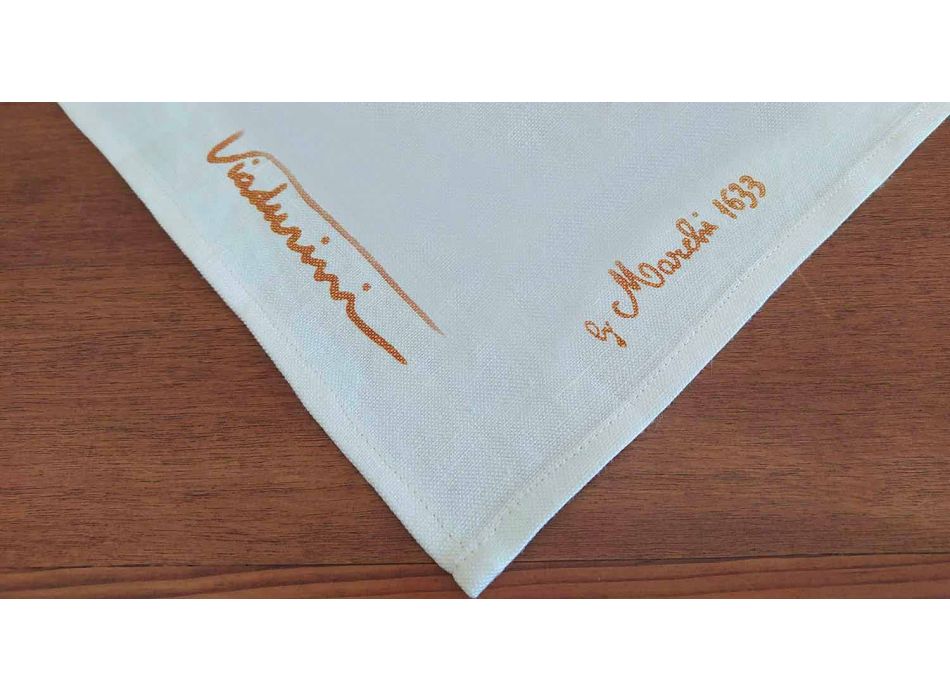 Mantel de arte italiano con pieza única impresa en algodón a mano Viadurini