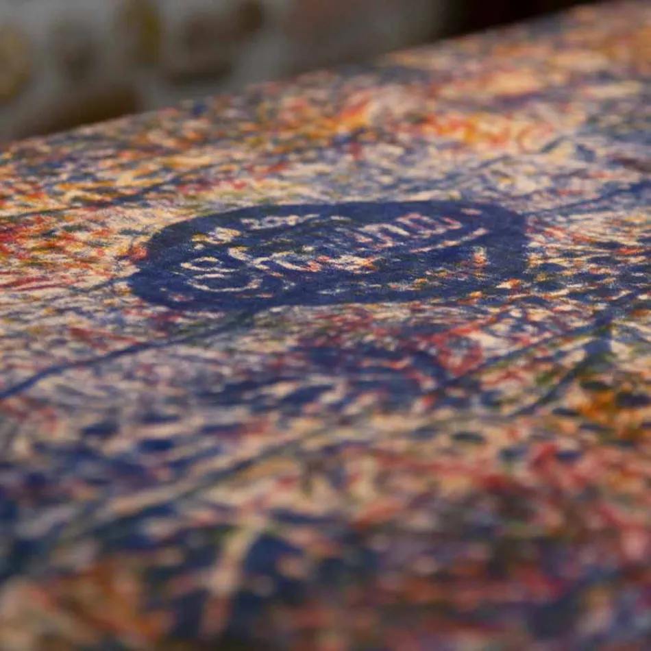 Mantel de arte italiano con algodón estampado a mano de una pieza - Marcas Viadurini