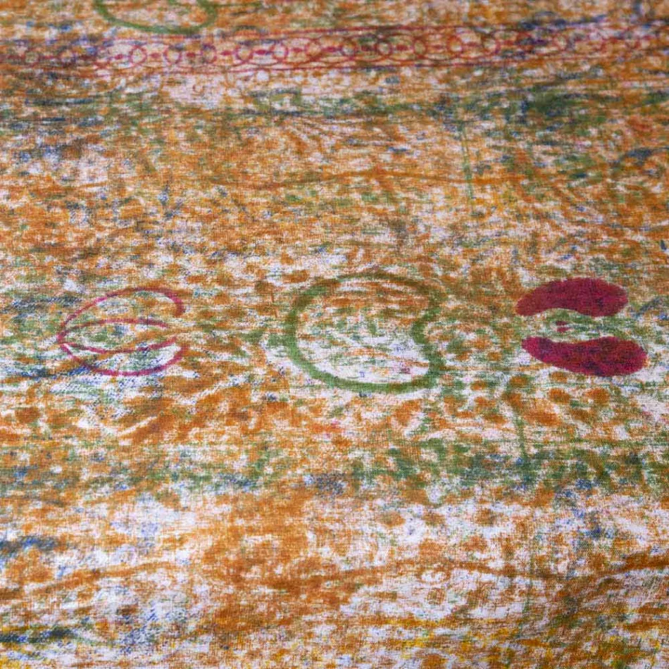 Mantel de arte italiano con algodón estampado a mano de una pieza - Marcas Viadurini