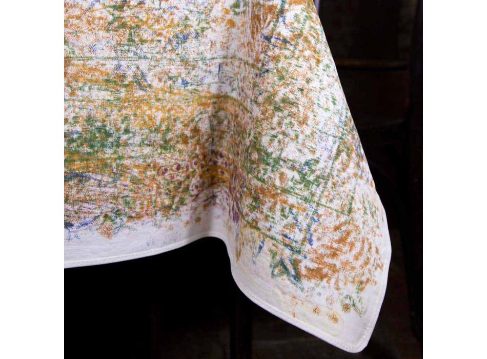 Mantel de arte italiano con algodón estampado a mano de una pieza - Marcas Viadurini