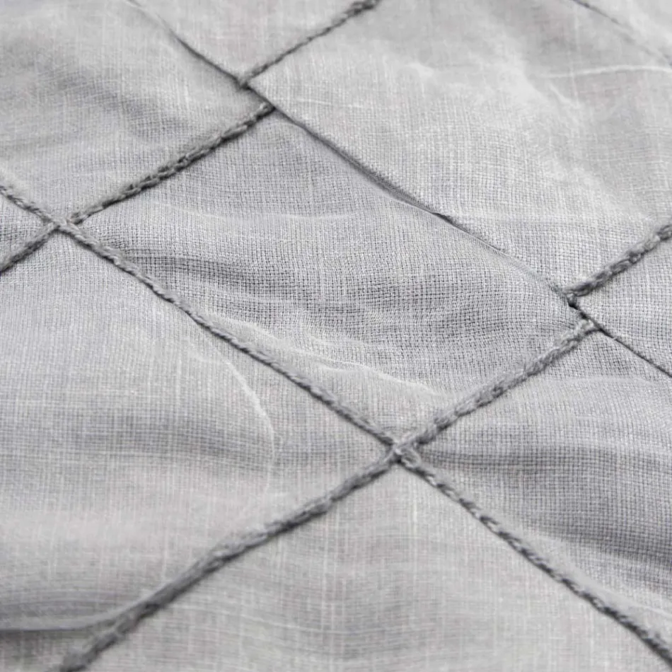 Mantel y Cenefa de Lino Antracita con Decoración Geométrica, Hecho a Mano - Dippel Viadurini