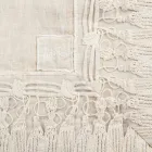 Mantel rectangular de lino beige con marco de encaje con borlas de lujo - Zippel Viadurini