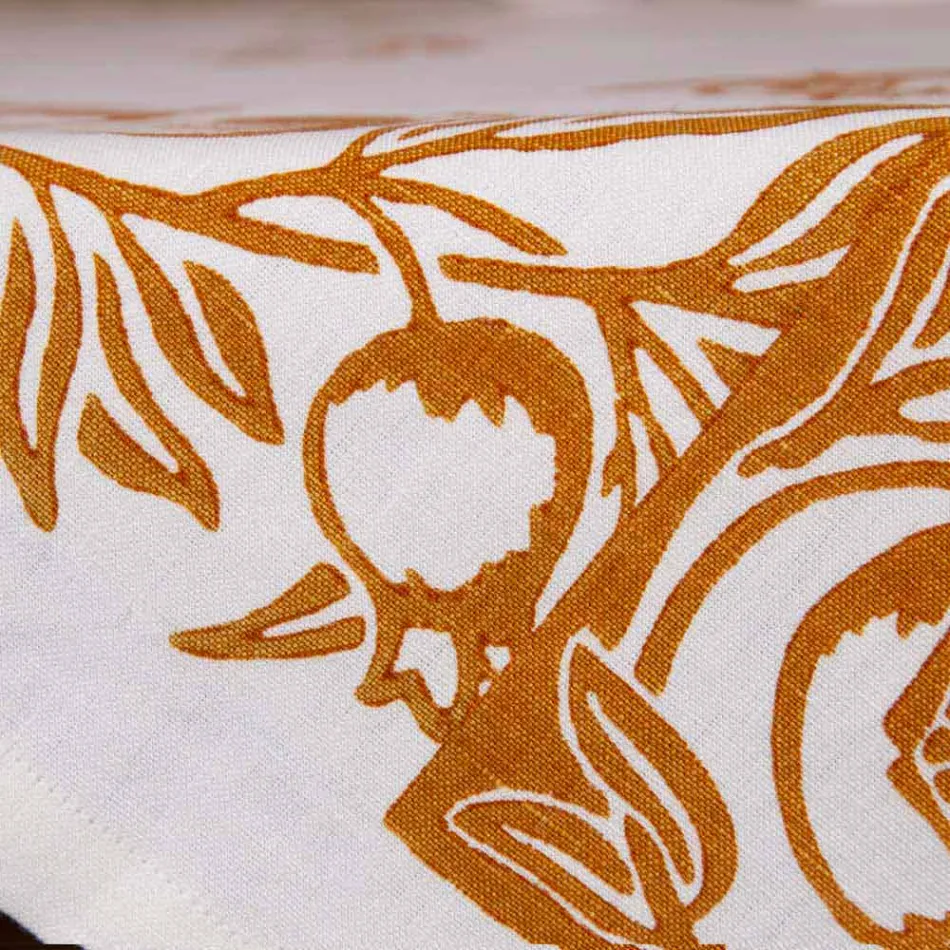 Mantel de lino artístico con estampado italiano de la mano - Marcas Viadurini