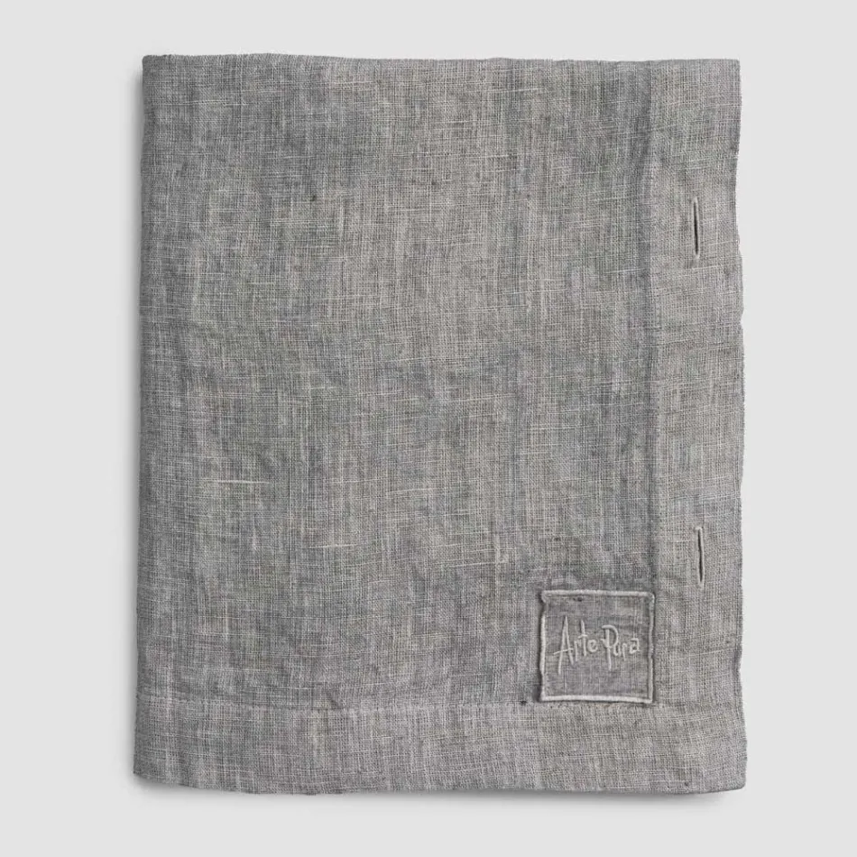 Mantel Rectangular de Lino con Ojales y 10 Botones, Lujo - Mediterráneo Viadurini