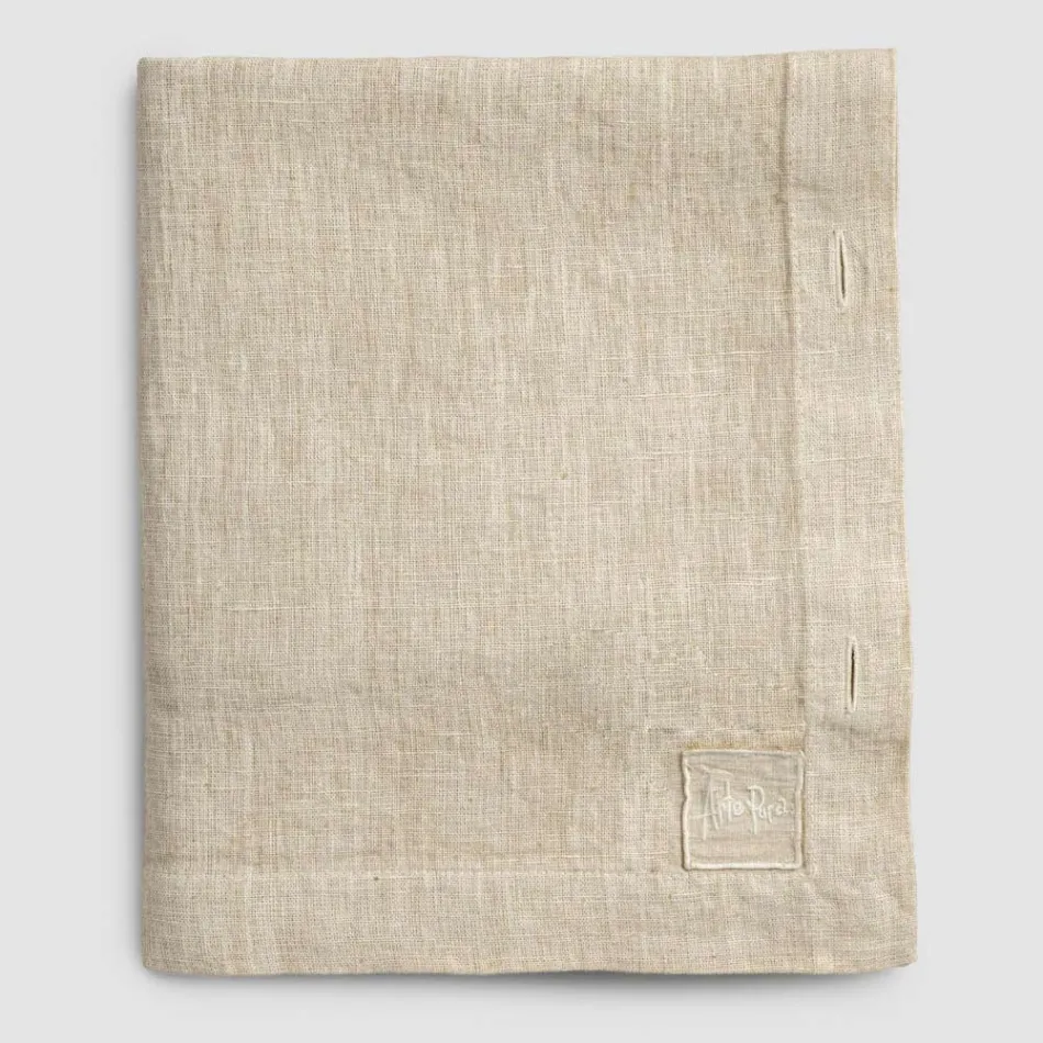 Mantel Rectangular de Lino con Ojales y 10 Botones, Lujo - Mediterráneo Viadurini