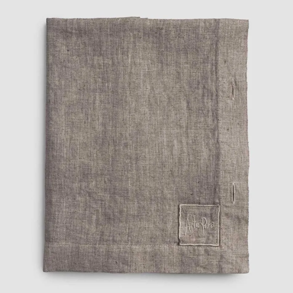 Mantel Rectangular de Lino con Ojales y 10 Botones, Lujo - Mediterráneo Viadurini