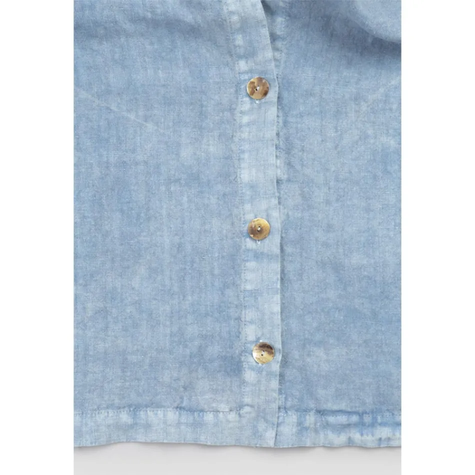 Mantel Rectangular de Lino con Ojales y 10 Botones, Lujo - Mediterráneo Viadurini