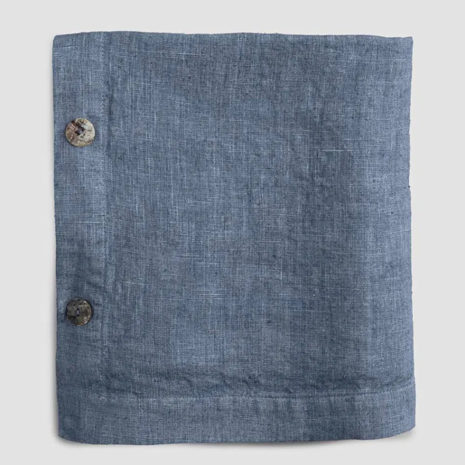 Mantel Rectangular de Lino con Ojales y 12 Botones de Lujo - Mediterráneo Viadurini