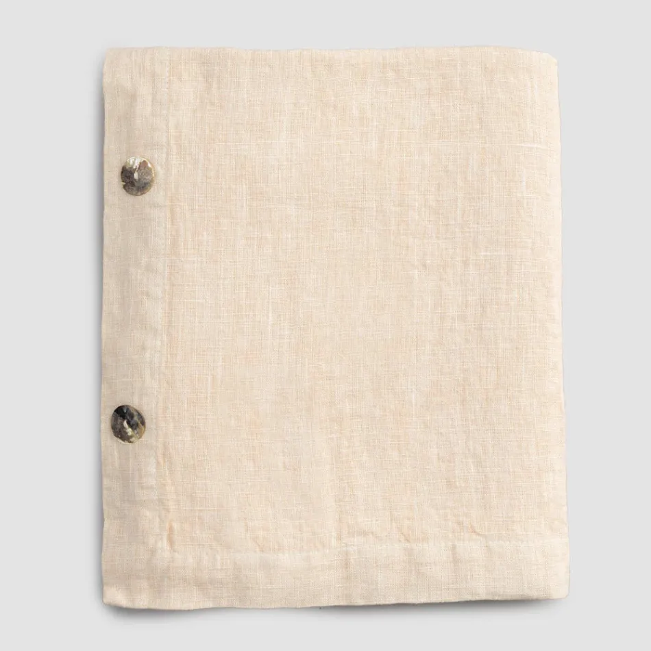 Mantel Rectangular de Lino con Ojales y 12 Botones de Lujo - Mediterráneo Viadurini