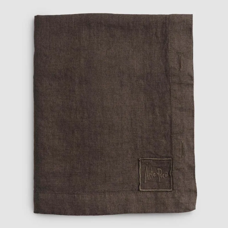 Mantel Rectangular de Lino con Ojales y 12 Botones de Lujo - Mediterráneo Viadurini