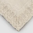 Mantel Cuadrado de Lino Beige con Encaje Farnesio Artesanal de Lujo - Kippel Viadurini