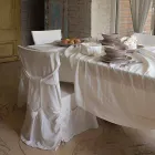 Mantel rectangular grande de lino blanco pesado con bordes enmarcados - Davinci Viadurini