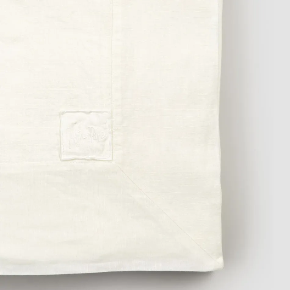 Mantel rectangular grande de lino blanco pesado con bordes enmarcados - Davinci Viadurini