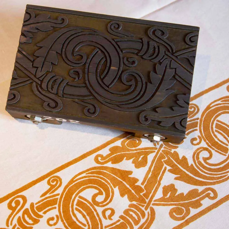 Mantel de algodón y lino estampado italiano altamente artesanal - Marcas Viadurini