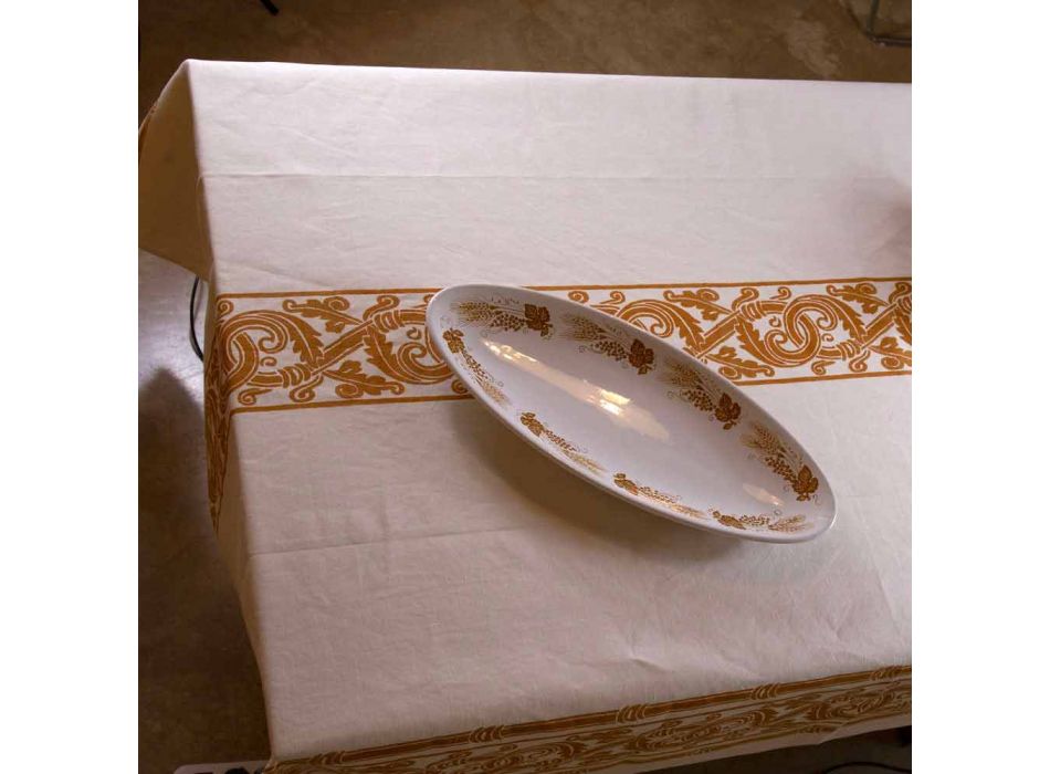 Mantel de algodón y lino estampado italiano altamente artesanal - Marcas Viadurini