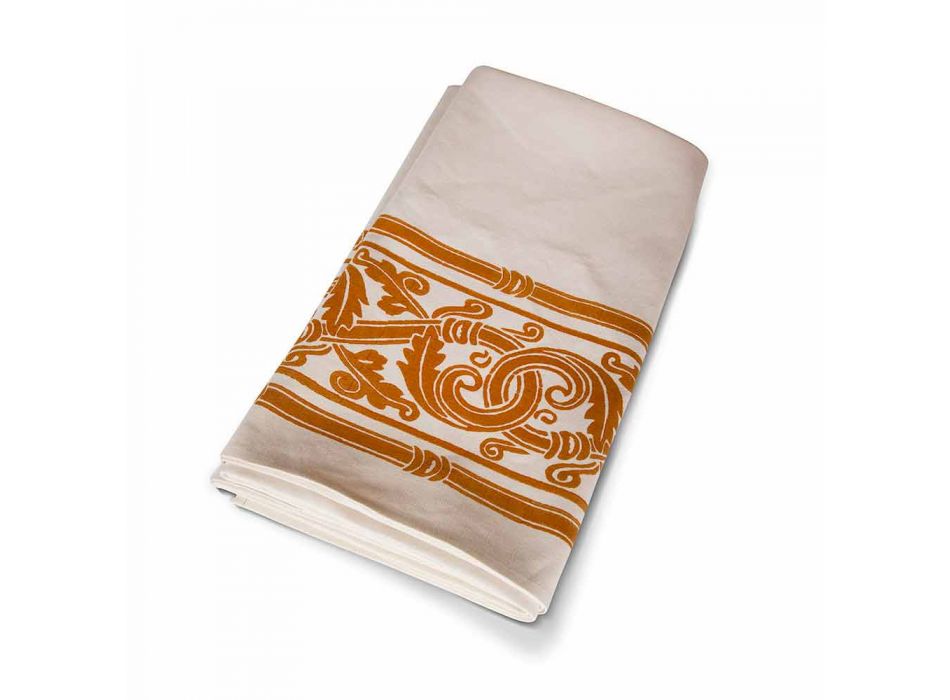 Mantel de algodón y lino estampado italiano altamente artesanal - Marcas Viadurini