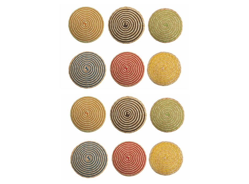 Mantel individual redondo de rafia colores surtidos 12 piezas - Turbina Viadurini