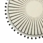 Mantel individual redondo de yute con pompones negros 12 piezas - Casside Viadurini