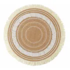 Mantel individual de desayuno redondo en yute y 3 decoraciones blancas 12 piezas - Cassiode Viadurini